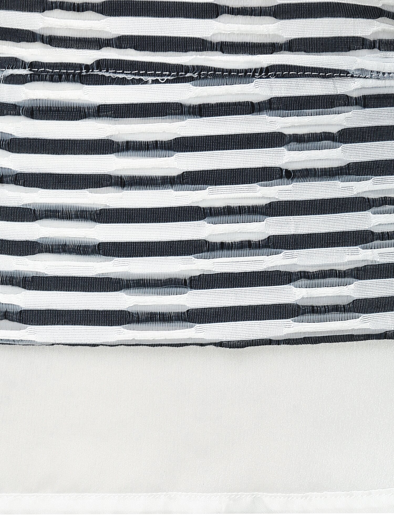 시스루 배색 퍼프 플레어 원피스 (STRIPE NAVY)