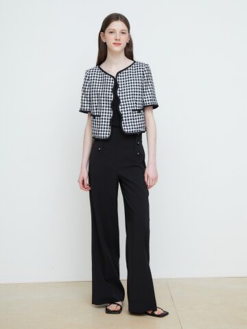 버튼 장식 와이드 팬츠 