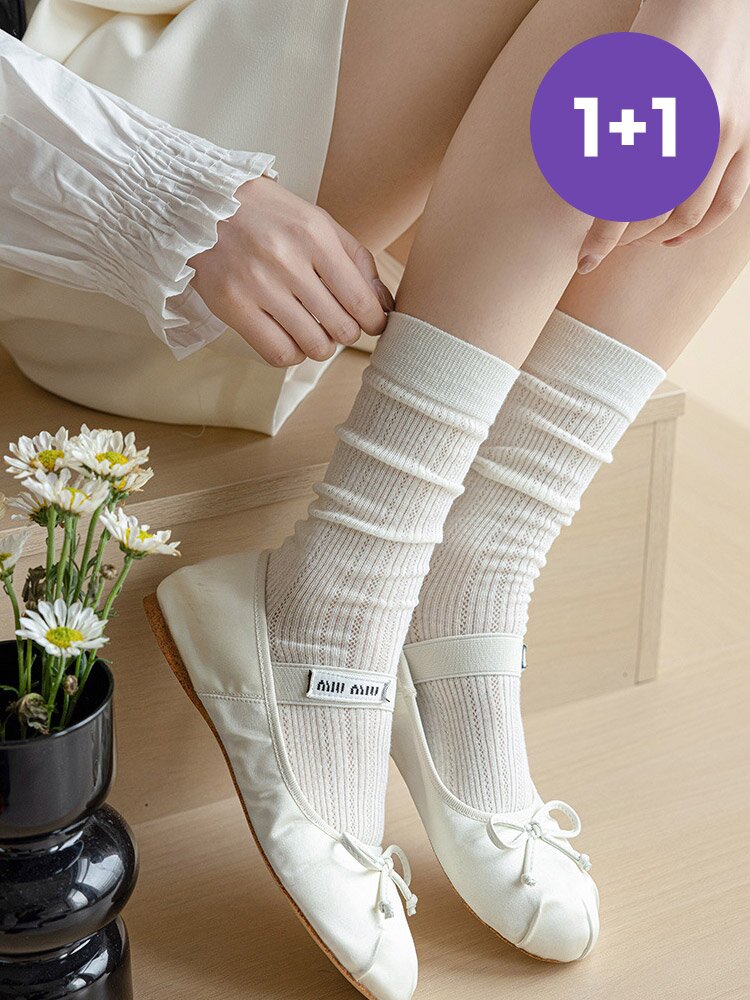 04/29 발송! 5켤레+5켤레 트리아 레이스 시스루 골지 면 양말 여름 긴양말 세트