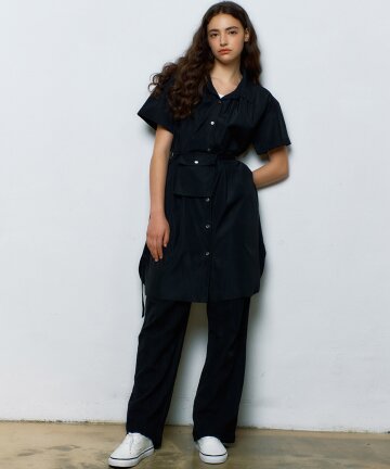 Mare long Shirt Dress [Black]