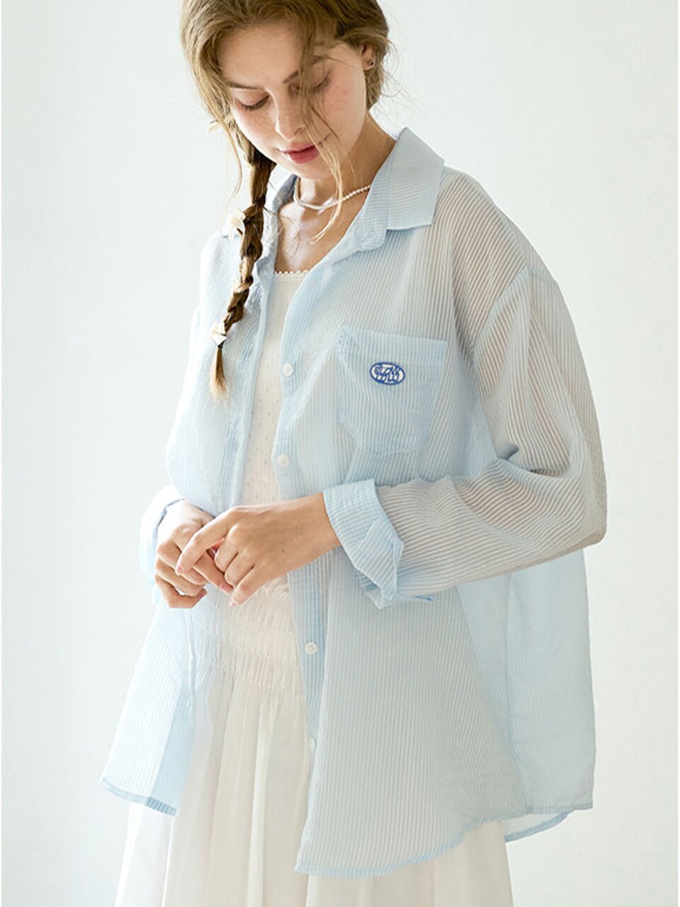 Sheer stripe summer shirt
