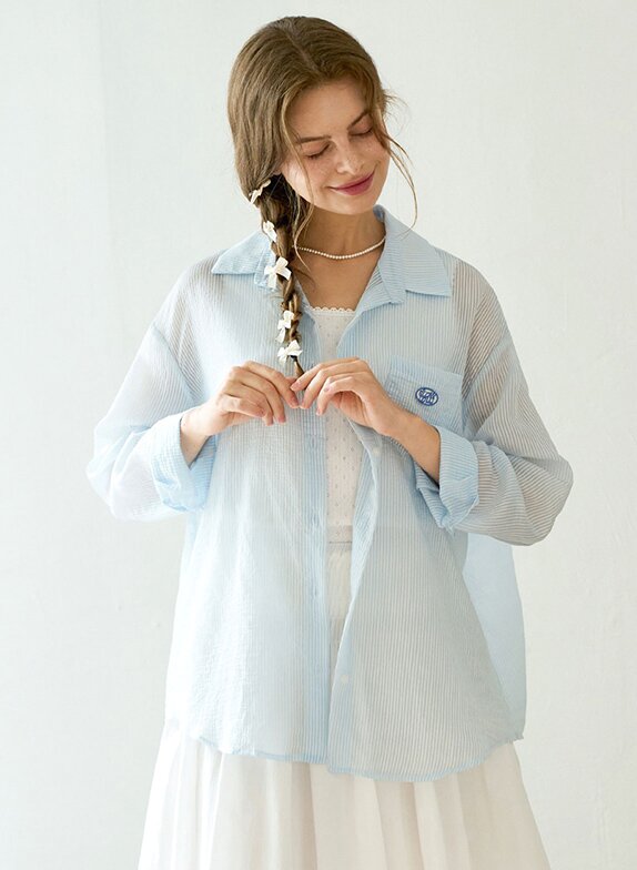 Sheer stripe summer shirt