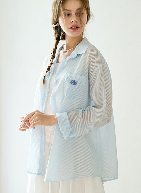 Sheer stripe summer shirt