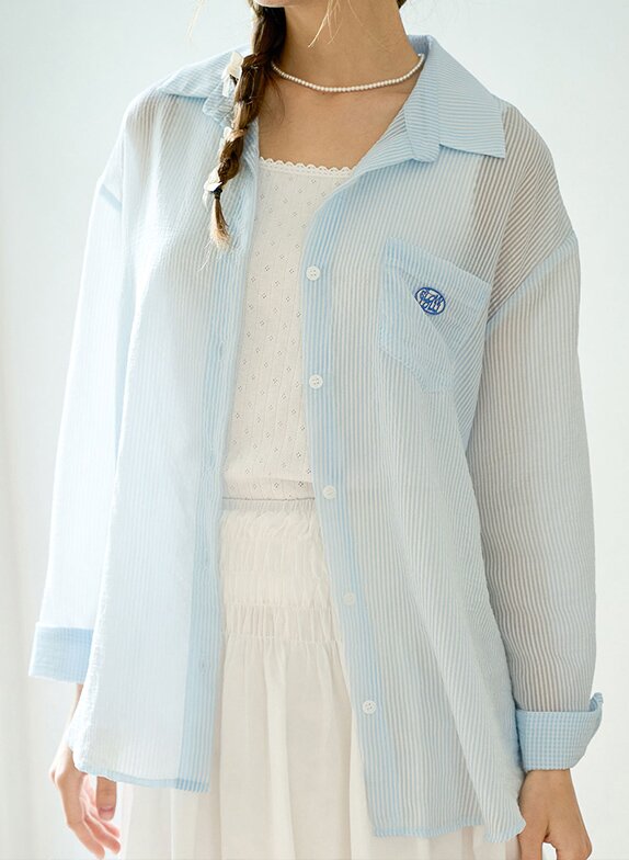 Sheer stripe summer shirt