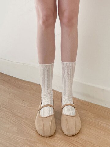 Sheer cable knit socks