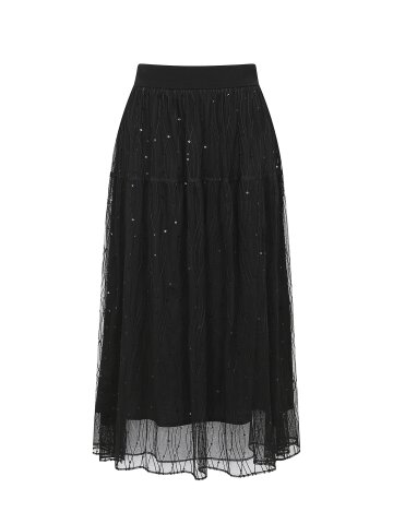 스팽글 튤 백 밴딩 스커트 