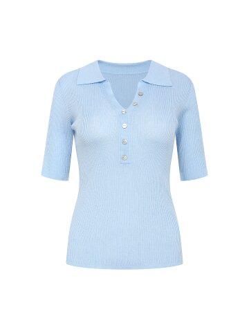 울 버튼 장식 칼라 풀오버 니트 