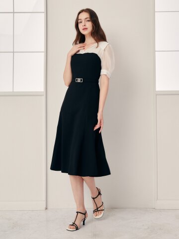 셔츠 배색 머메이드 원피스 