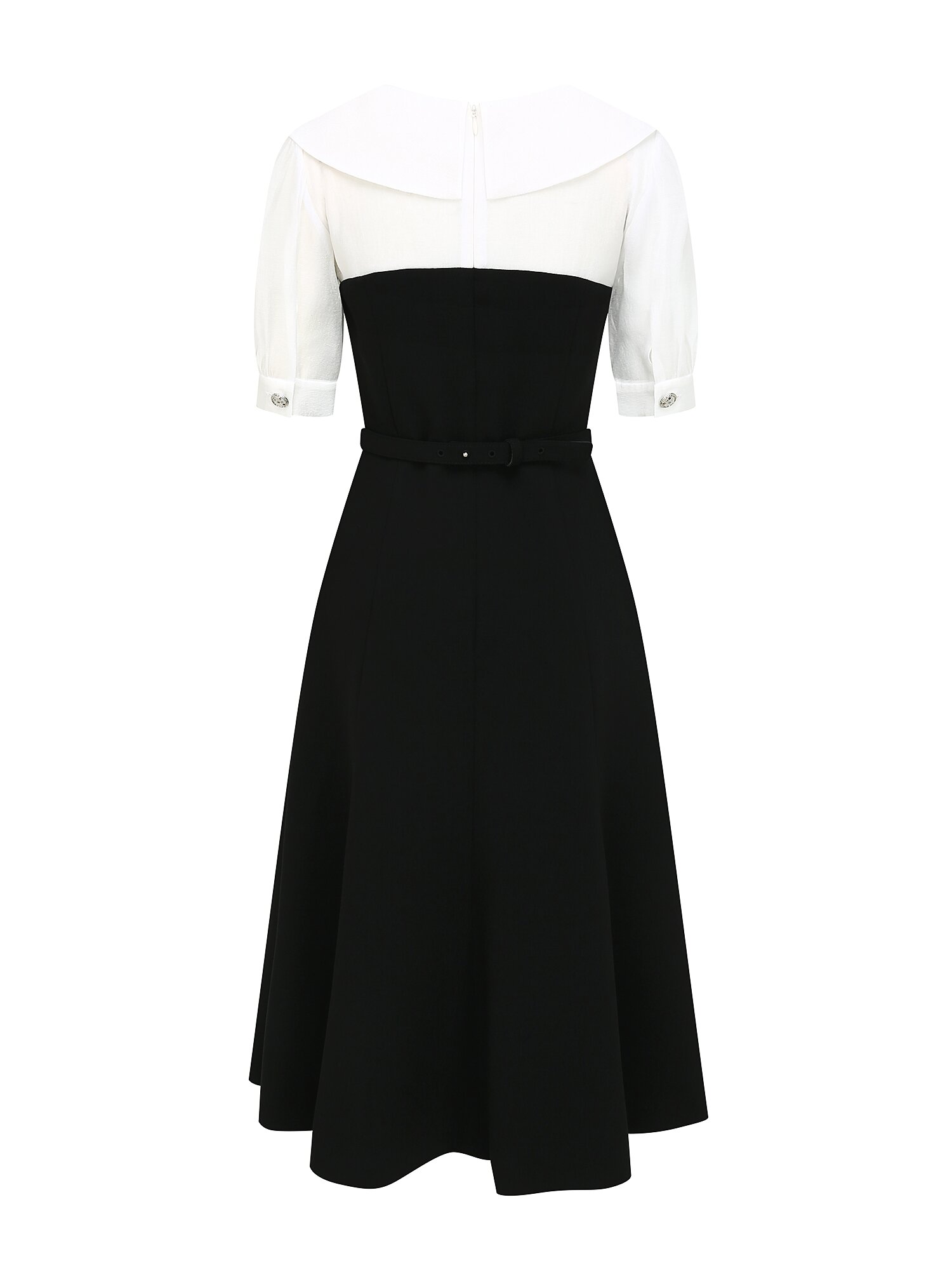 셔츠 배색 머메이드 원피스 (ZET BLACK)