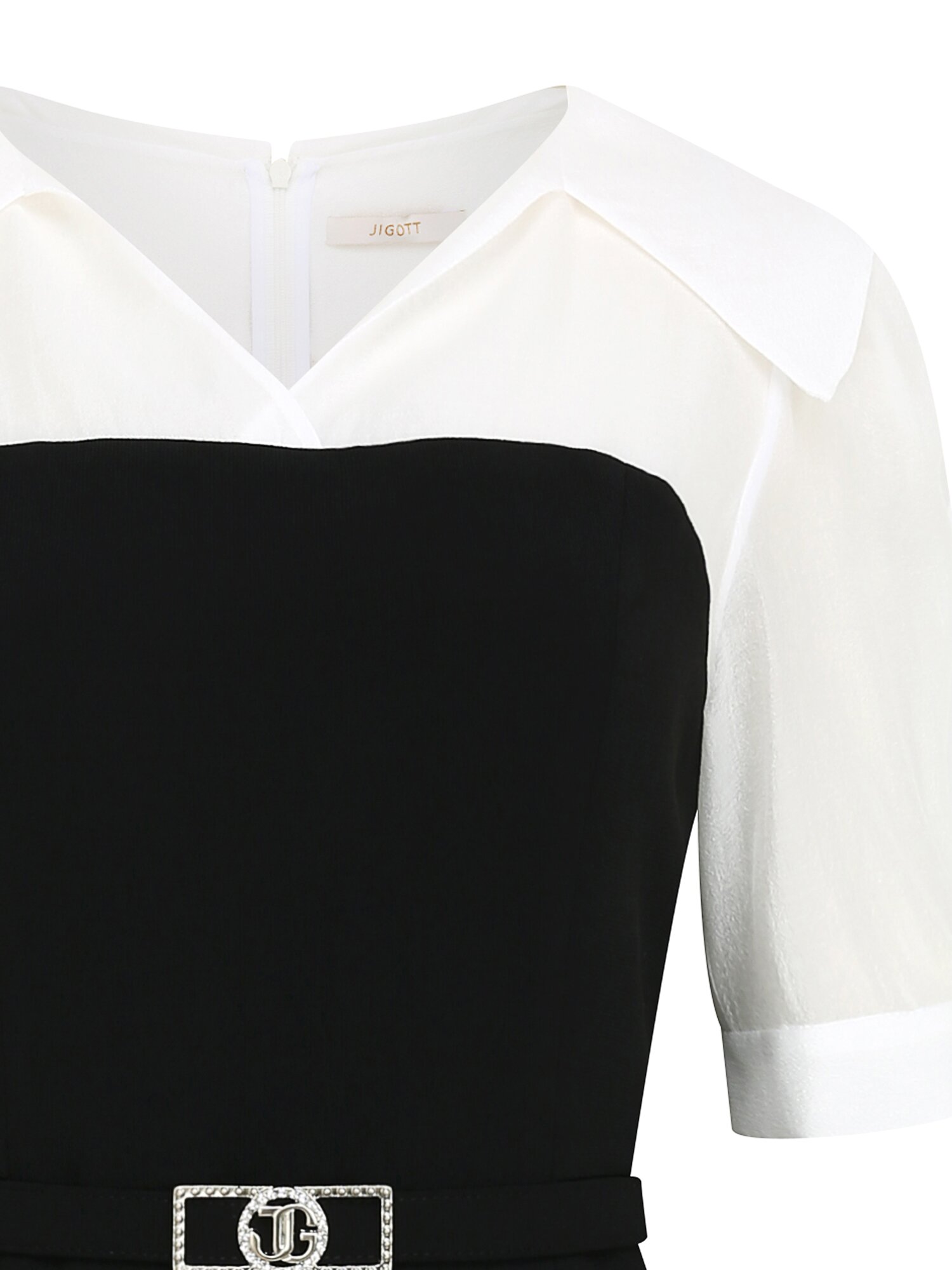 셔츠 배색 머메이드 원피스 (ZET BLACK)