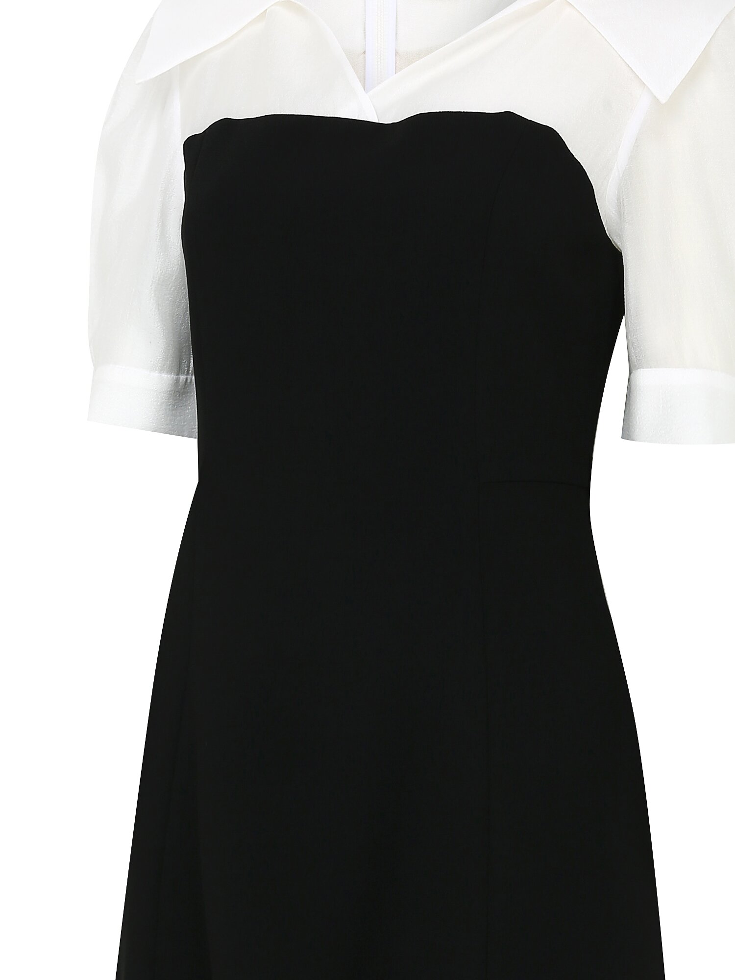 셔츠 배색 머메이드 원피스 (ZET BLACK)