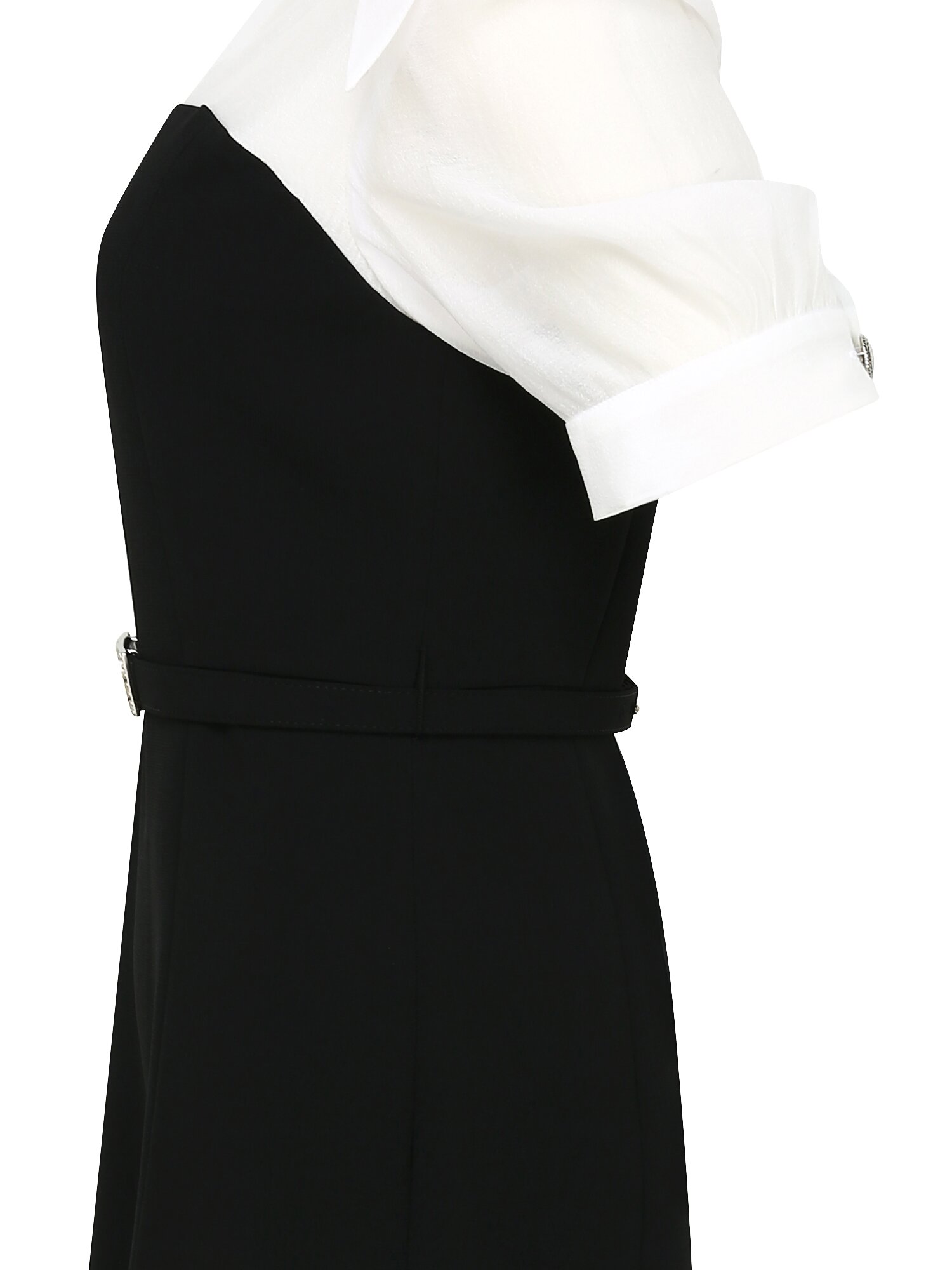 셔츠 배색 머메이드 원피스 (ZET BLACK)