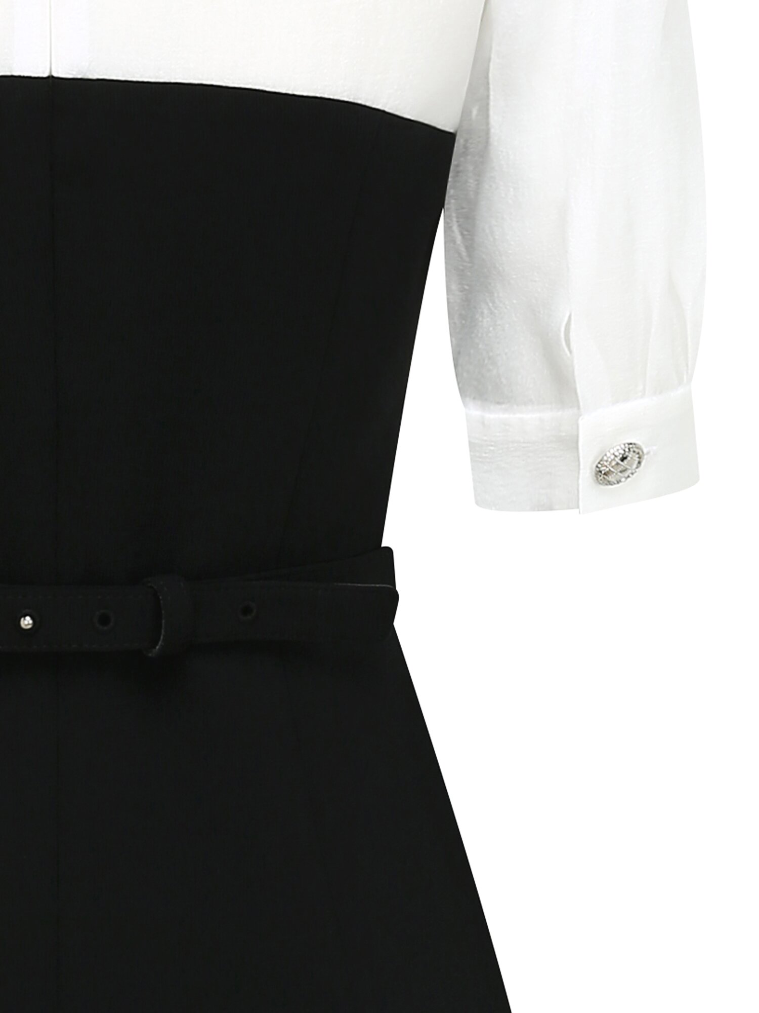 셔츠 배색 머메이드 원피스 (ZET BLACK)