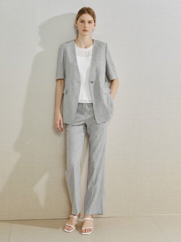 슬릿 포인트 일자핏 팬츠 