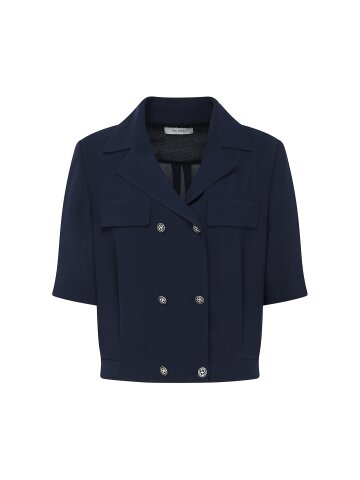 더블 백 밴딩 블루종 블라우스 (NAVY)