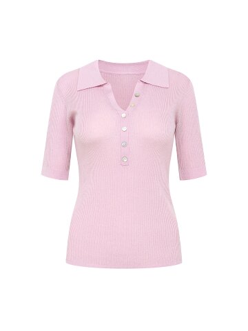 울 버튼 장식 칼라 풀오버 니트 