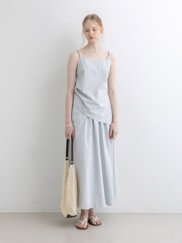 WD_Sling top and skirt two-piece set_BLUE GRAY