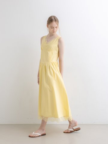 WD_Lace hem sleeveless dress_YELLOW