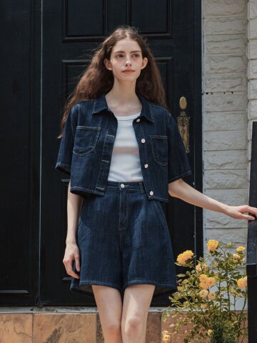 [4/28 예약배송] 썸머 데님 반팔 셔츠 / 인디고
