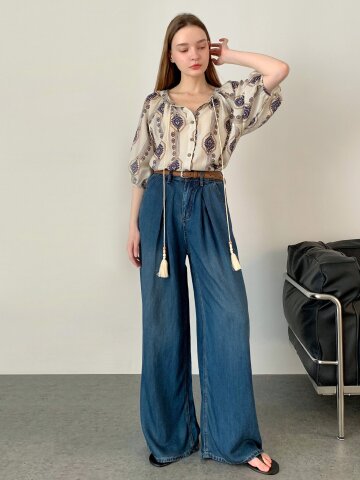 와이드 텐셀 맞주름 데님 팬츠 (2colors)