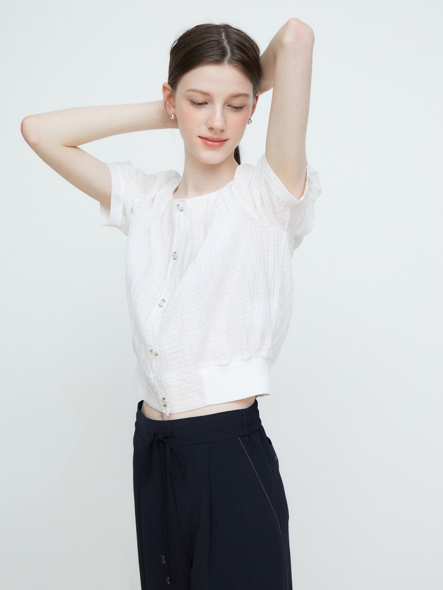 스티치 스트링 백 밴딩 팬츠 (DARK INDIGO)