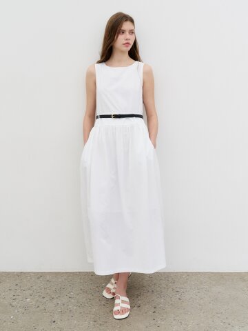 클래식 셔링포켓 맥시 드레스  Classic shirring pocket maxi dress White