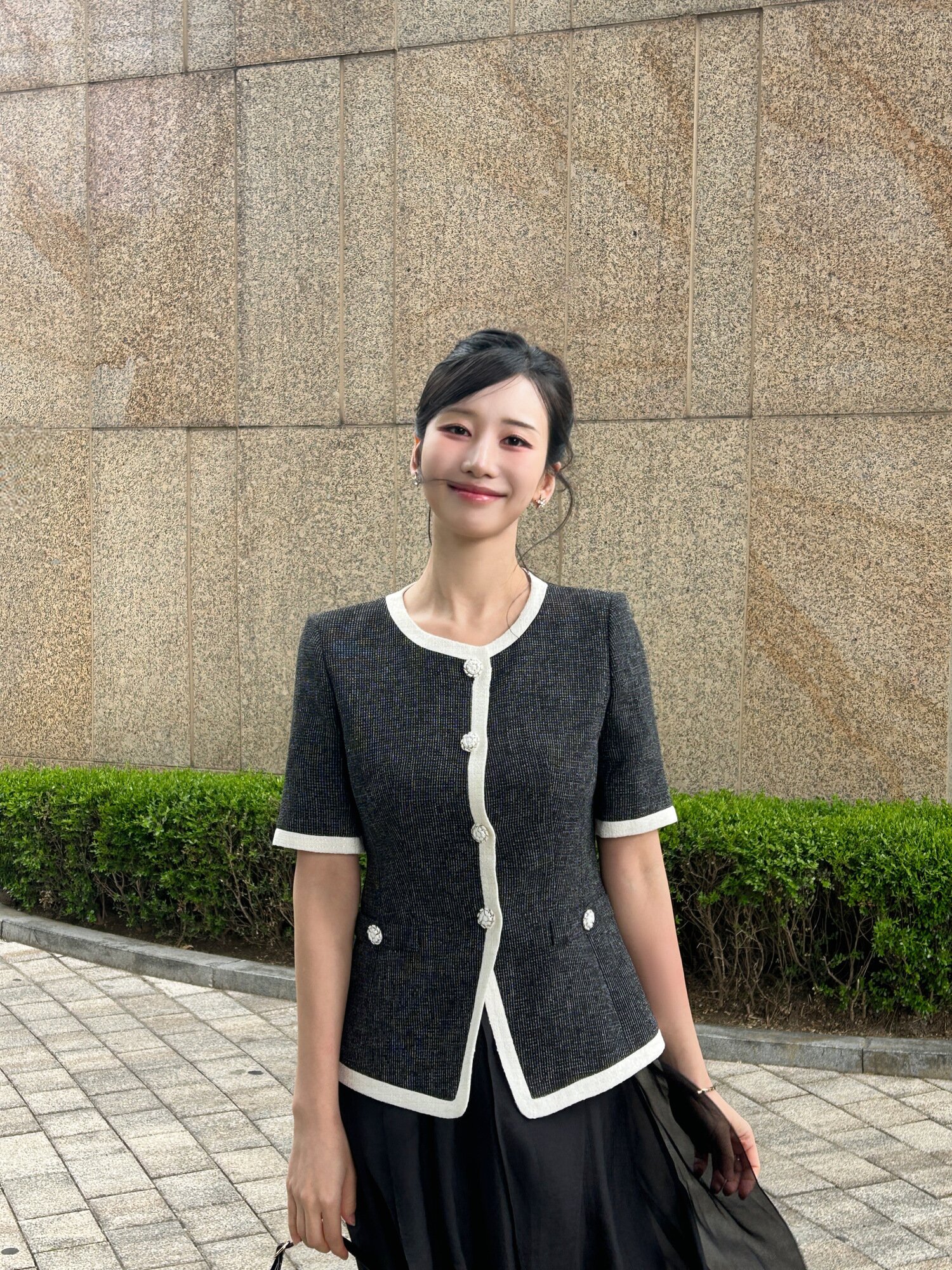 클래식 라운드 트위드 재킷 (BLACK)