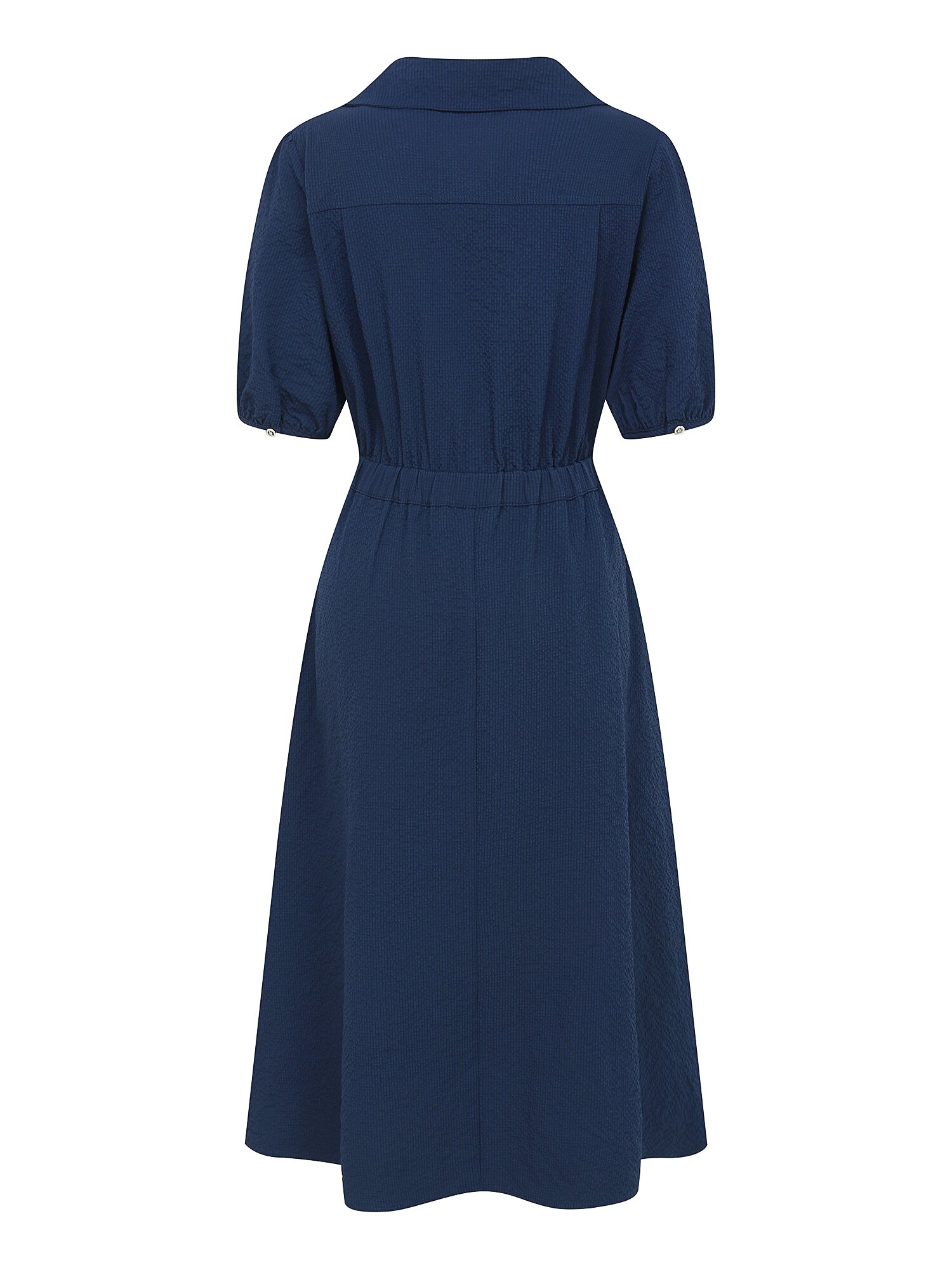 퍼프 슬리브 셔츠 원피스 (NAVY)