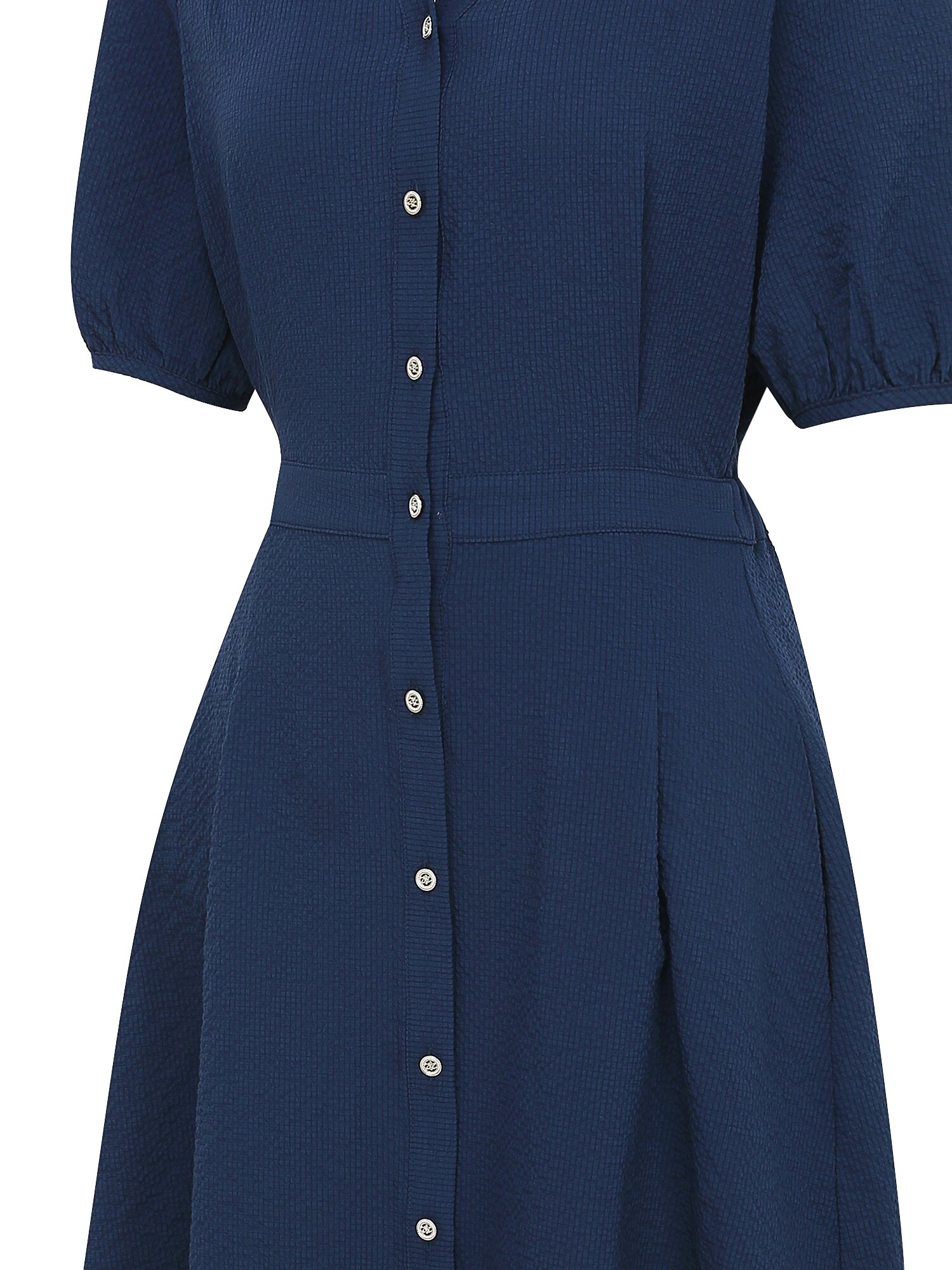 퍼프 슬리브 셔츠 원피스 (NAVY)