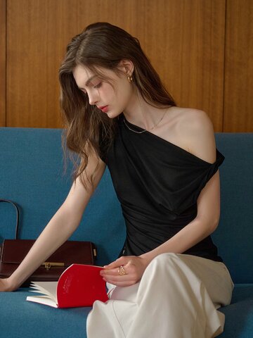 SR_Off-the-shoulder twisted top_3color