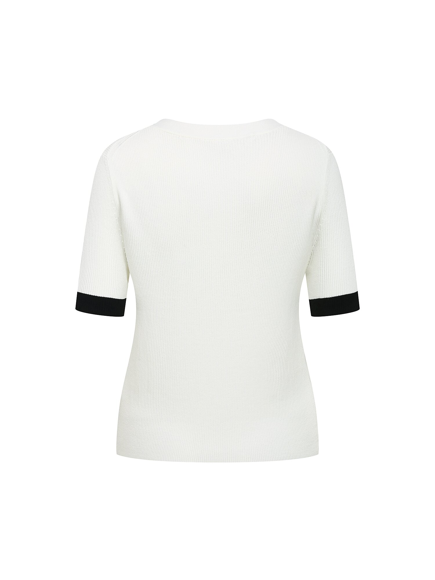 골지 배색 브이넥 가디건 (IVORY)