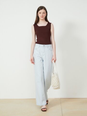 코튼 와이드 일자핏 데님 팬츠 