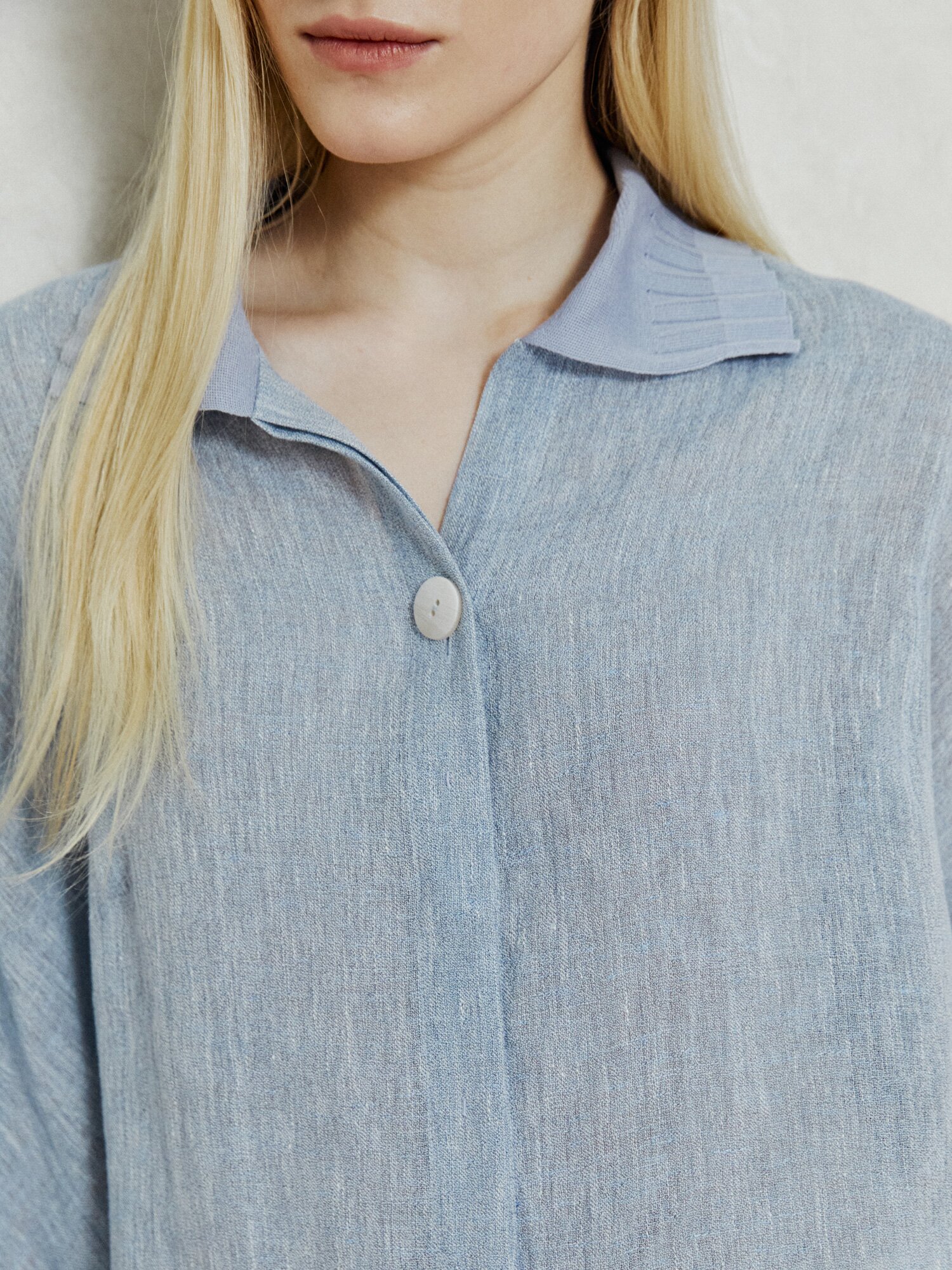 플리츠 디테일 카라 재킷 (LIGHT BLUE)