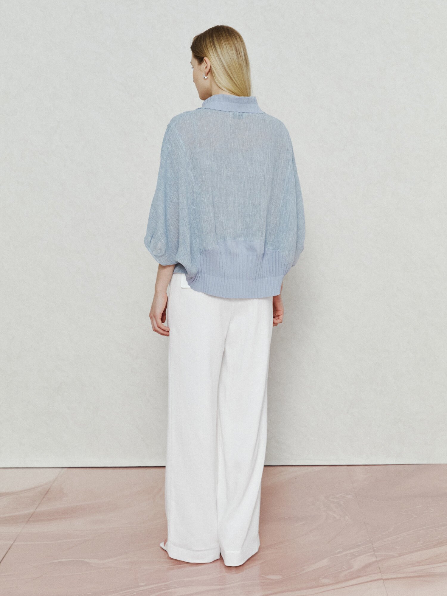 플리츠 디테일 카라 재킷 (LIGHT BLUE)