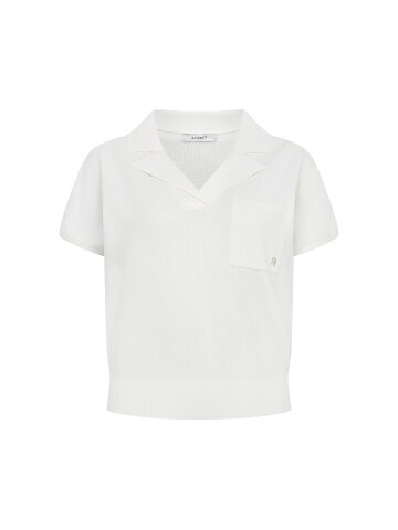 포켓 오픈 칼라 풀오버 니트 