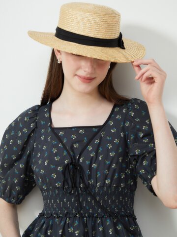 리본 스모킹 페플럼 블라우스 