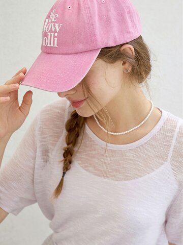 Lettering print ball cap - Pink