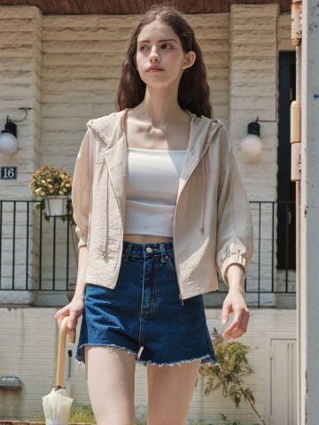 썸머 후드 집업 / 베이지
