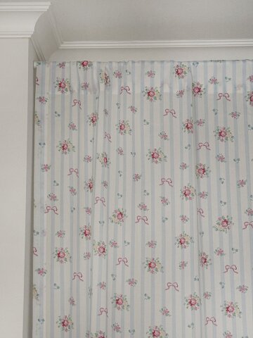 리본 플라워 스트라이프 여름 커튼