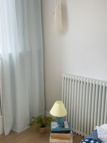 하늘 스트라이프 자수 여름커튼