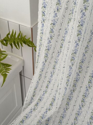 블루 플라워 여름 레이스 커튼