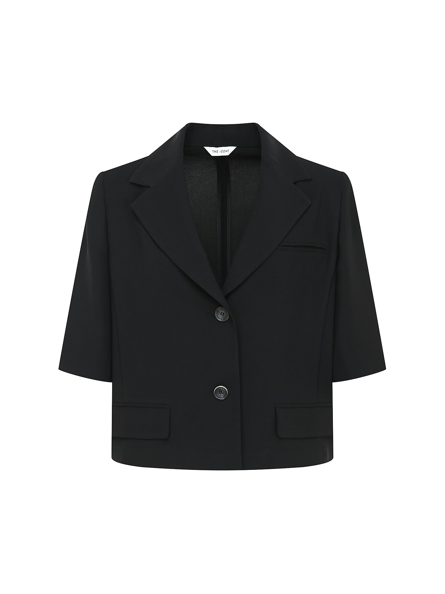 미니멀 백 밴딩 크롭 재킷 (BLACK)