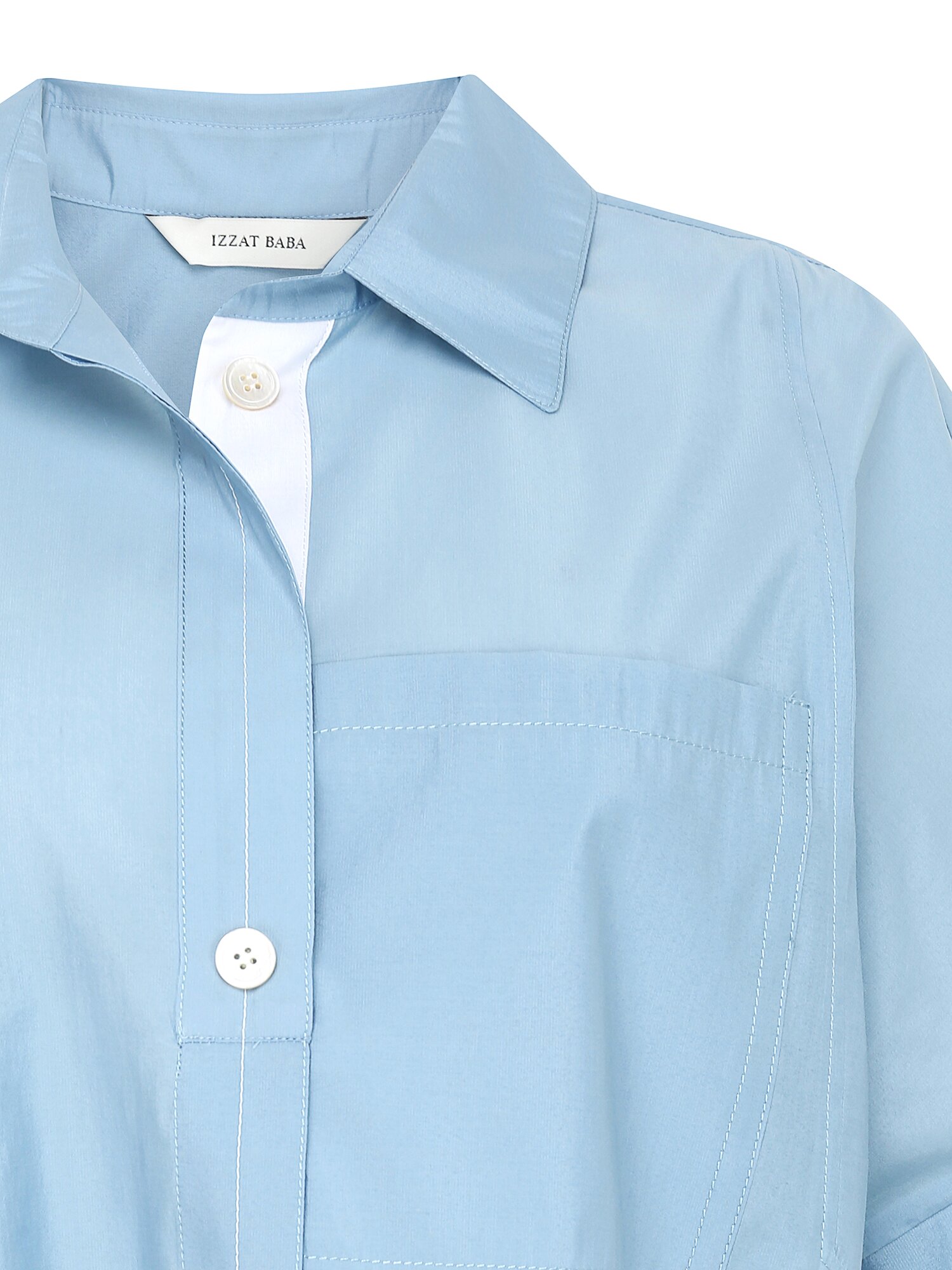 오간자 백 플리츠 블라우스 (SKY BLUE)