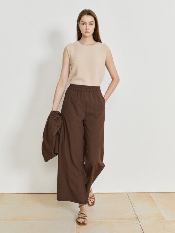 슬릿 밴딩 와이드 팬츠 