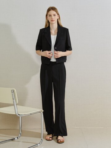 미니멀 원턱 와이드 팬츠 