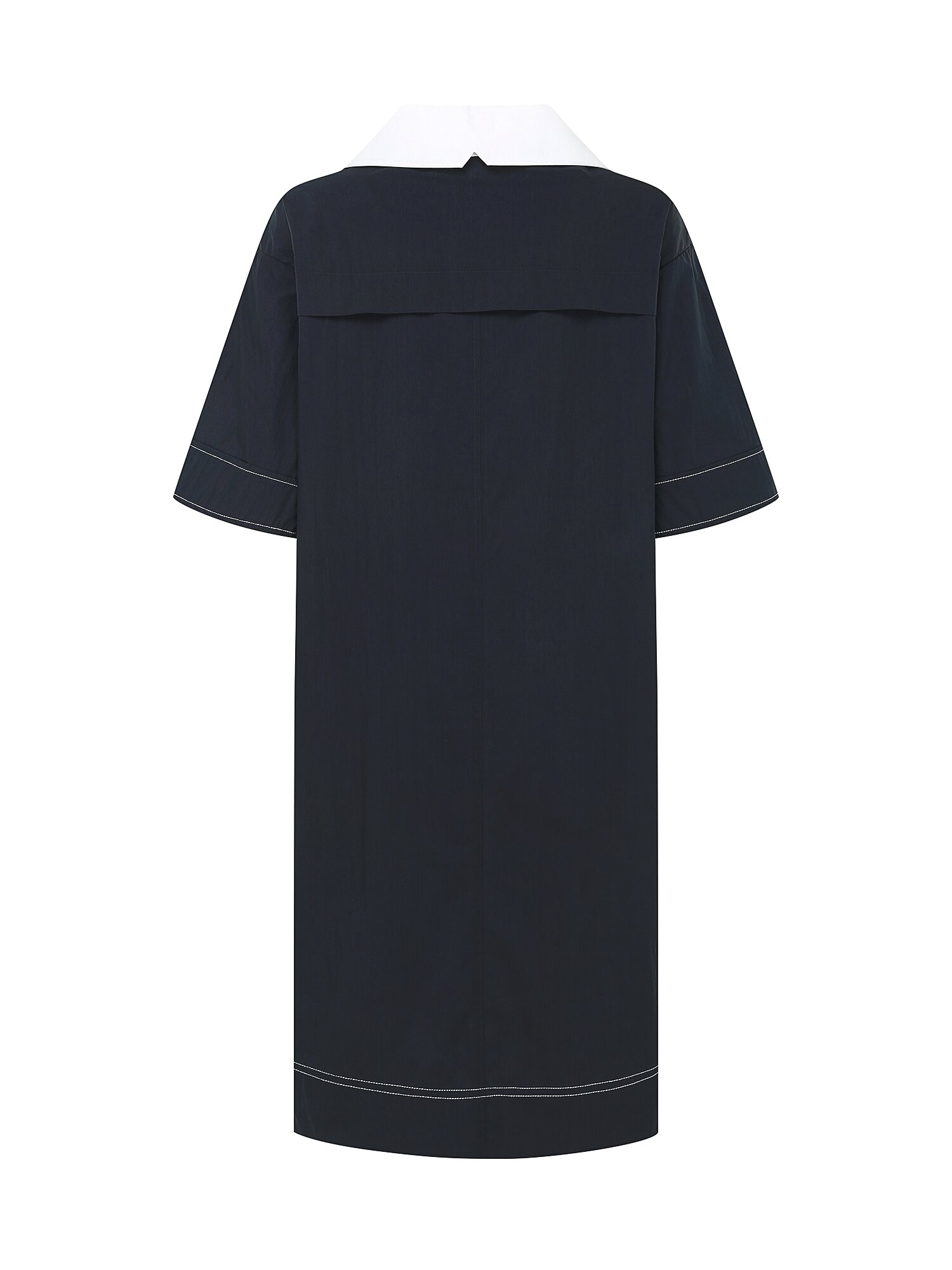 아웃 포켓 오픈 칼라 원피스 (NAVY)
