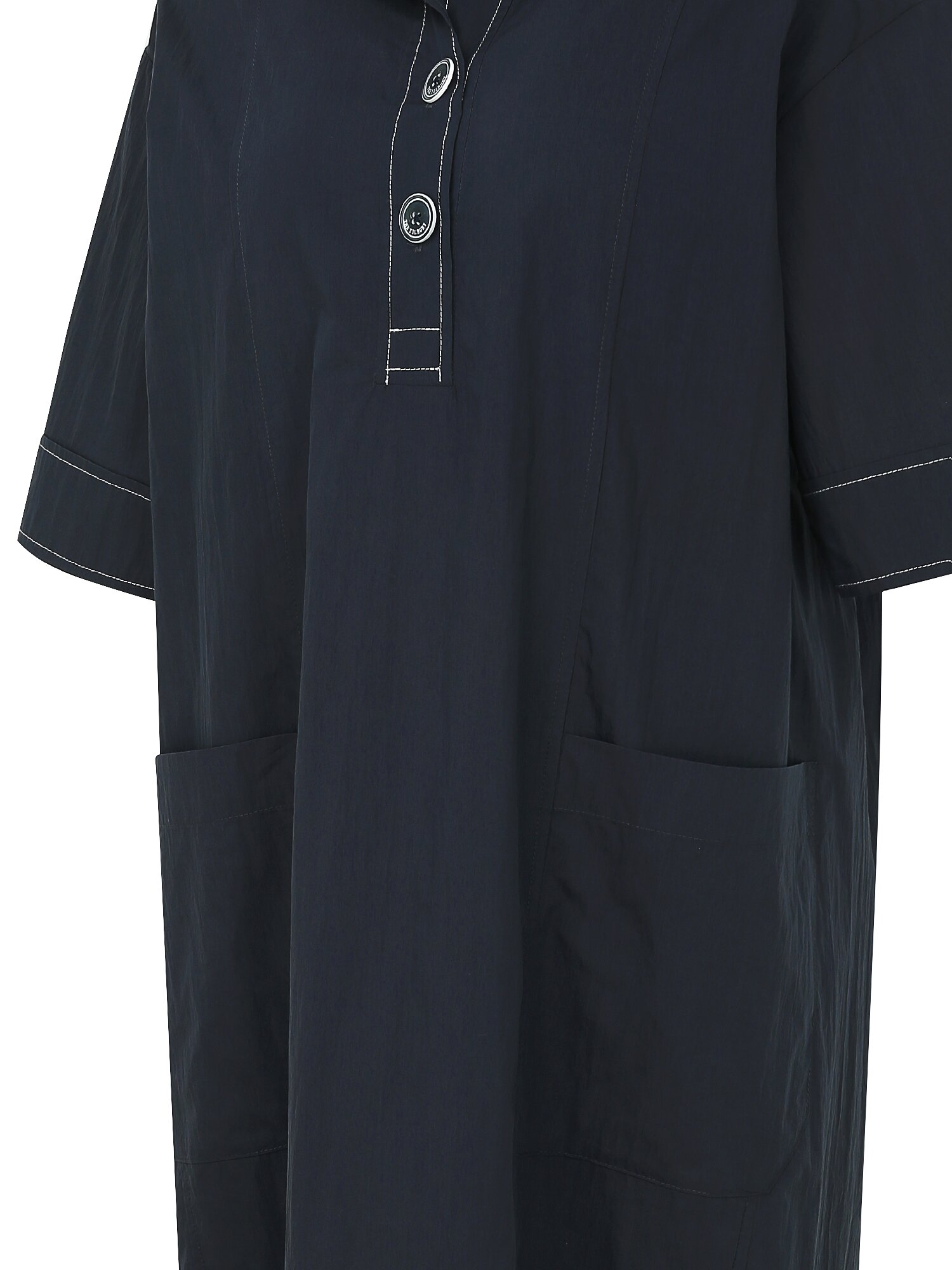 아웃 포켓 오픈 칼라 원피스 (NAVY)