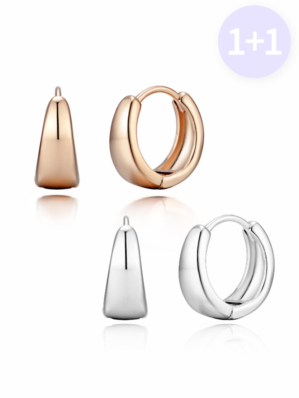 [1+1] 14K Goldplated 데일리 원터치 링 귀걸이 EL2SET240