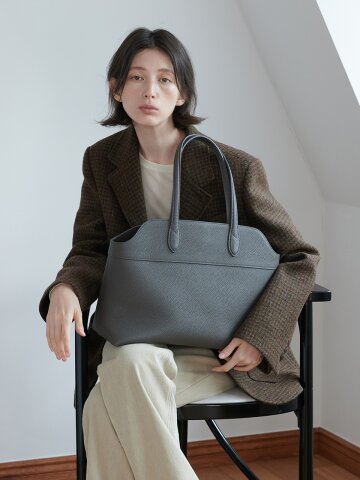 Ople leather shoulder bag series Big Midnight grey