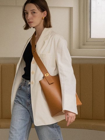 2way bucket bag series Italy leather Camel